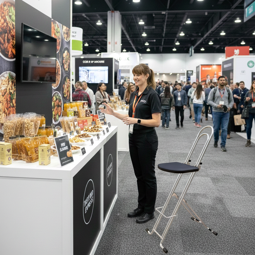 a women stand up in the booth