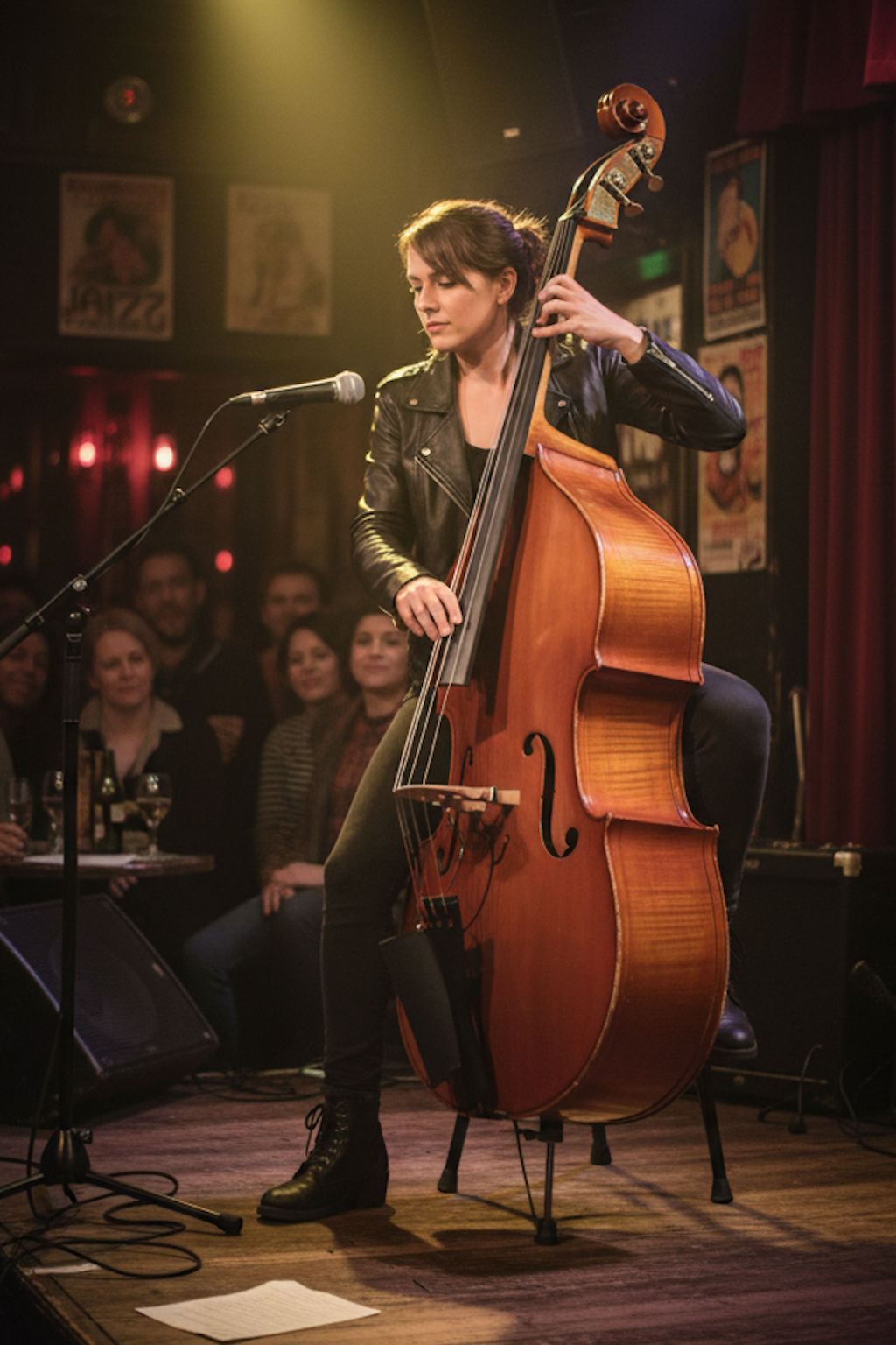 a bassist sit on the folding chair