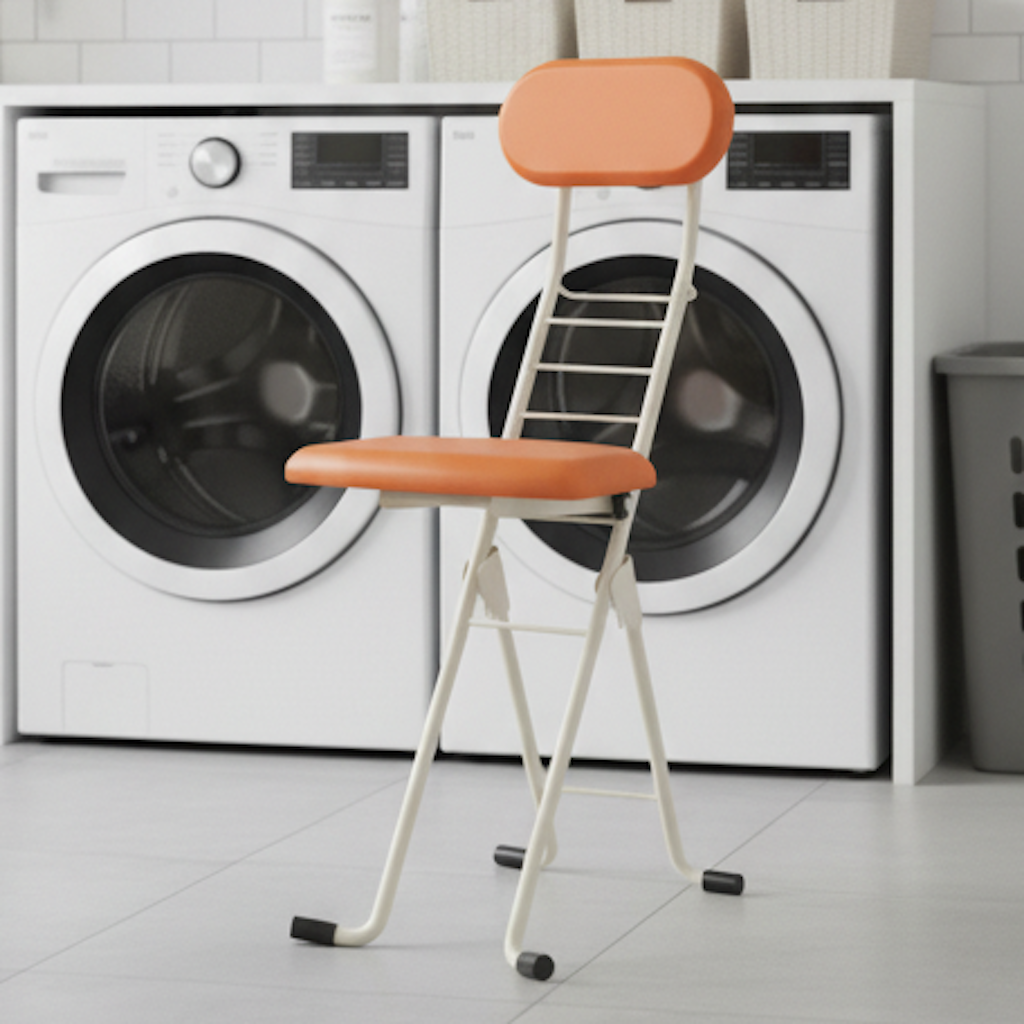 Folding chair in the laundry room