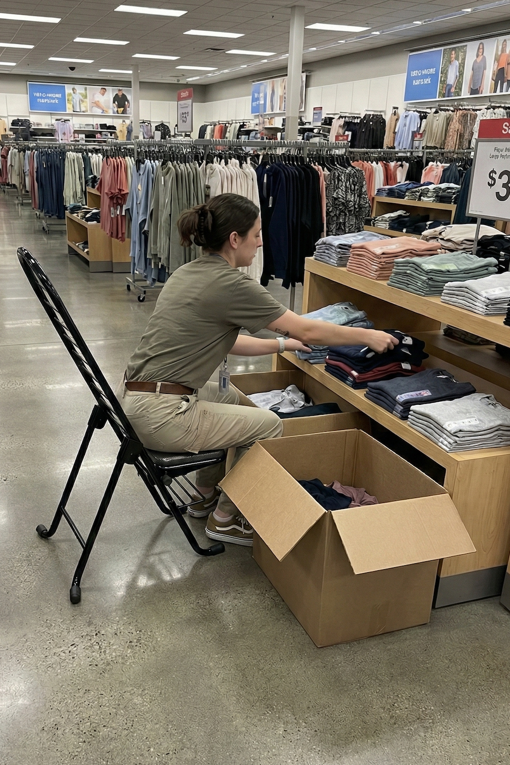 store staff sit on the pro chair