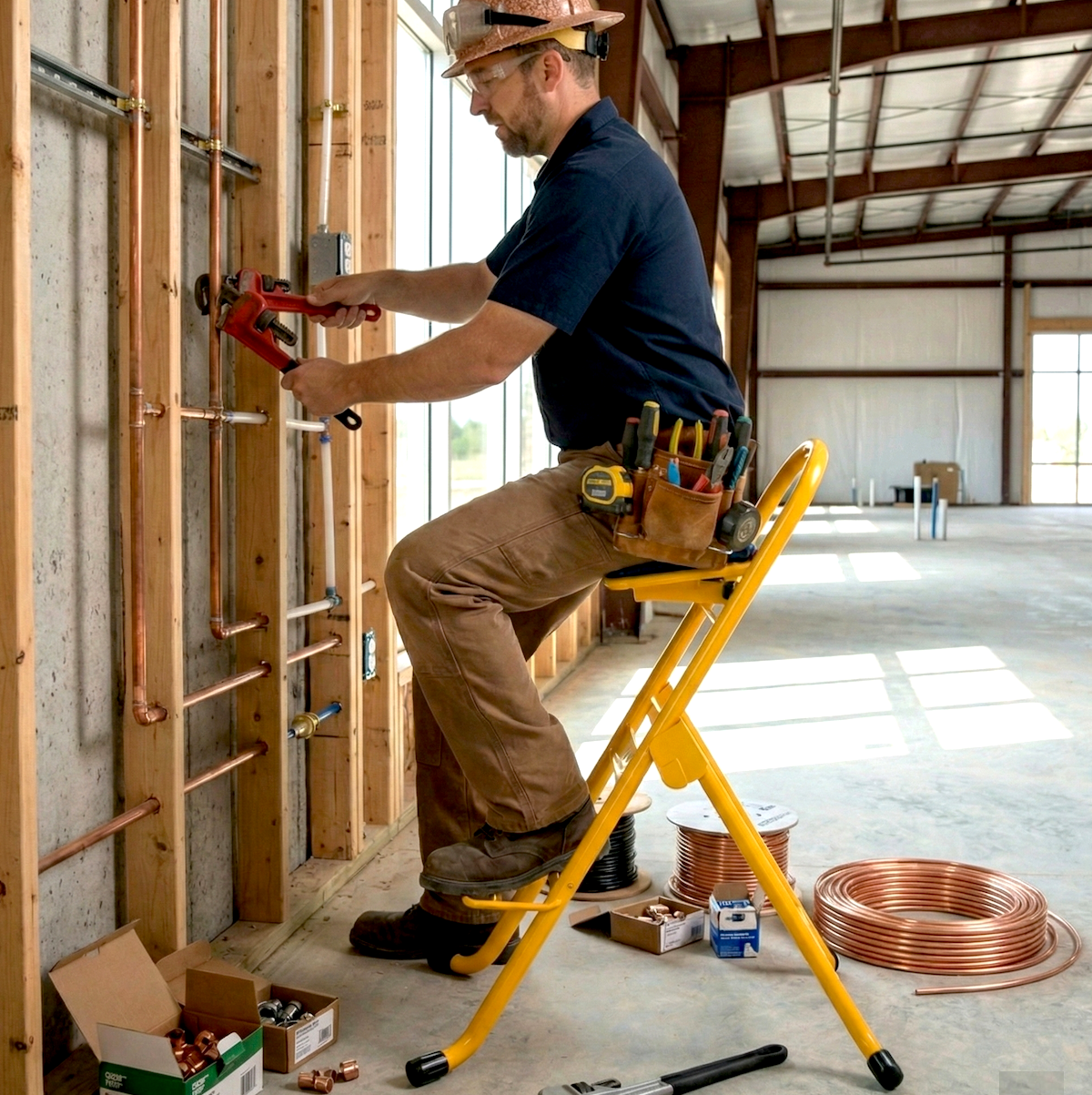 a worker sit on plateau chair
