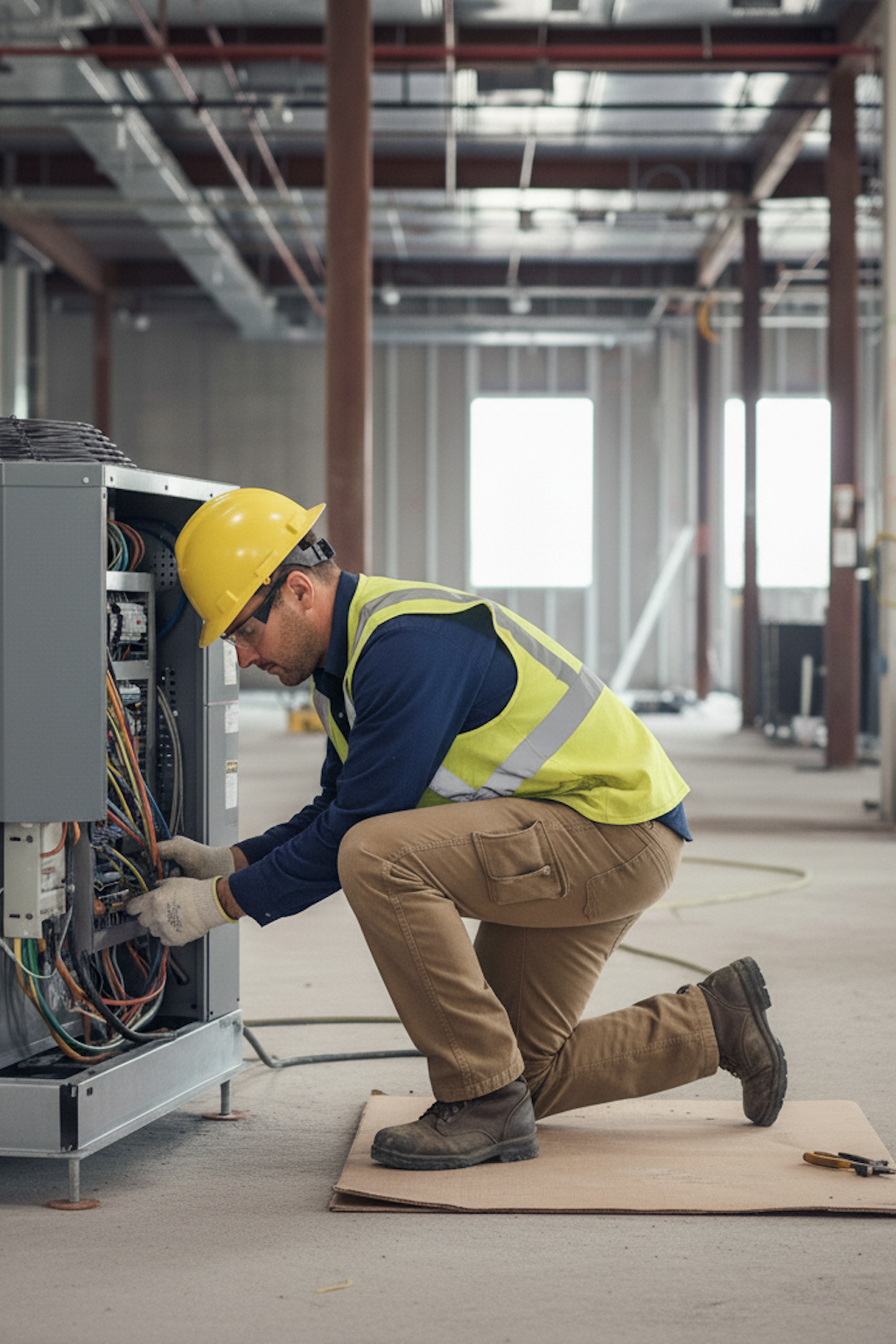 bending over to work