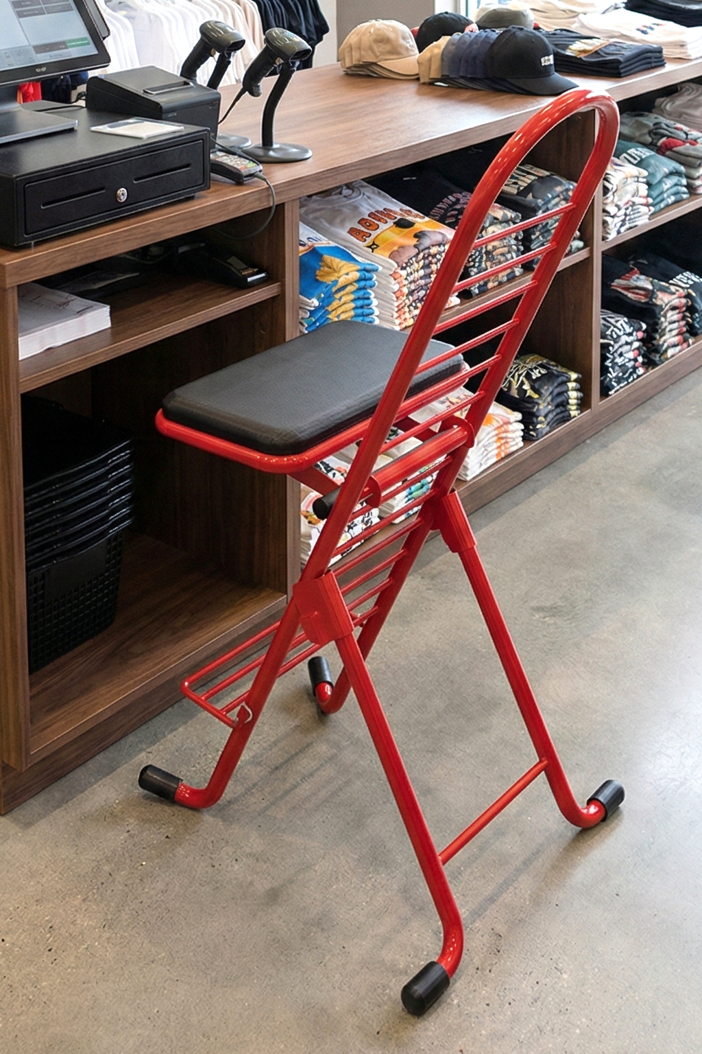 Pro red chair in an apparel store