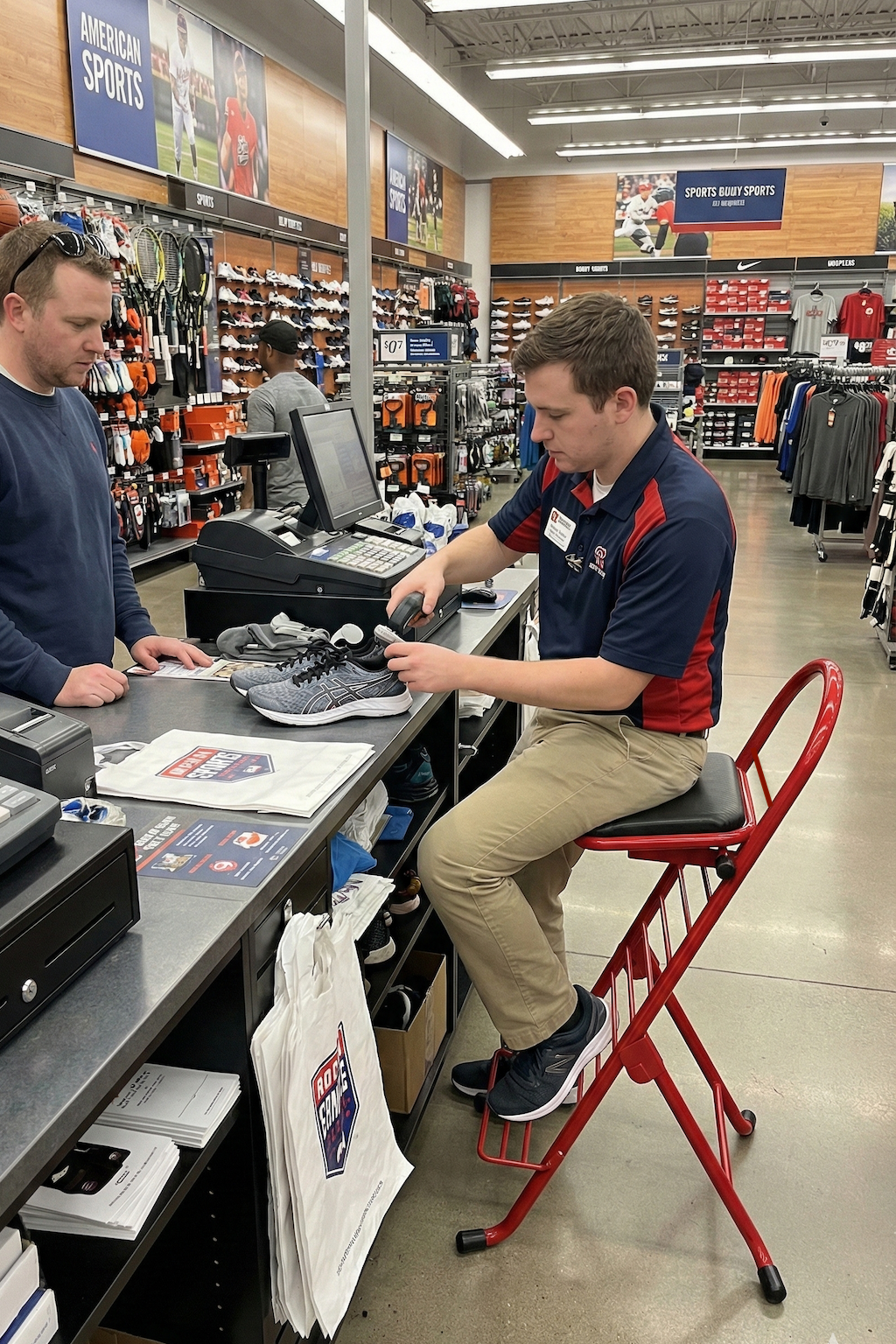 Pro red chair in a sports store