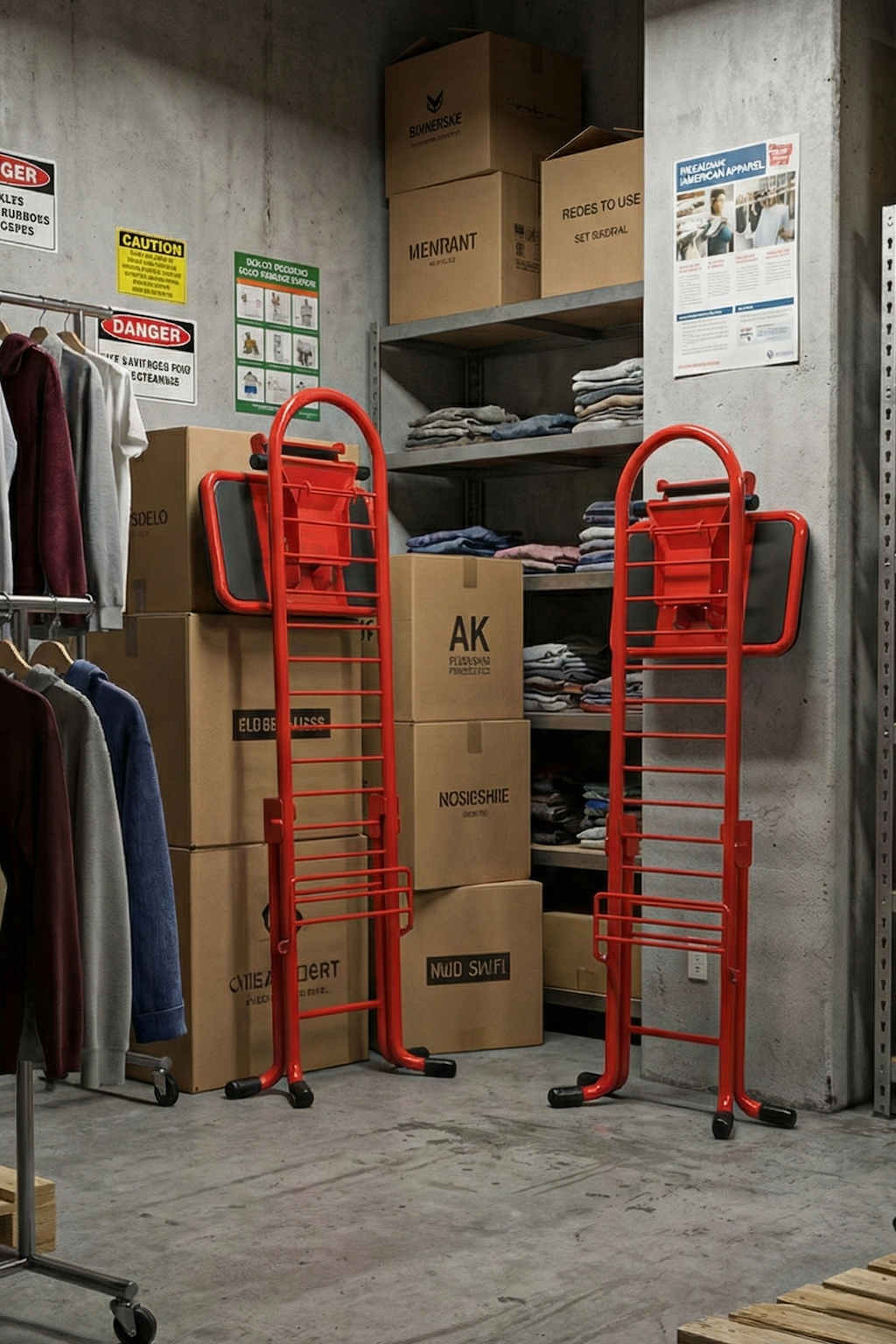 folding pro red chair in a storage