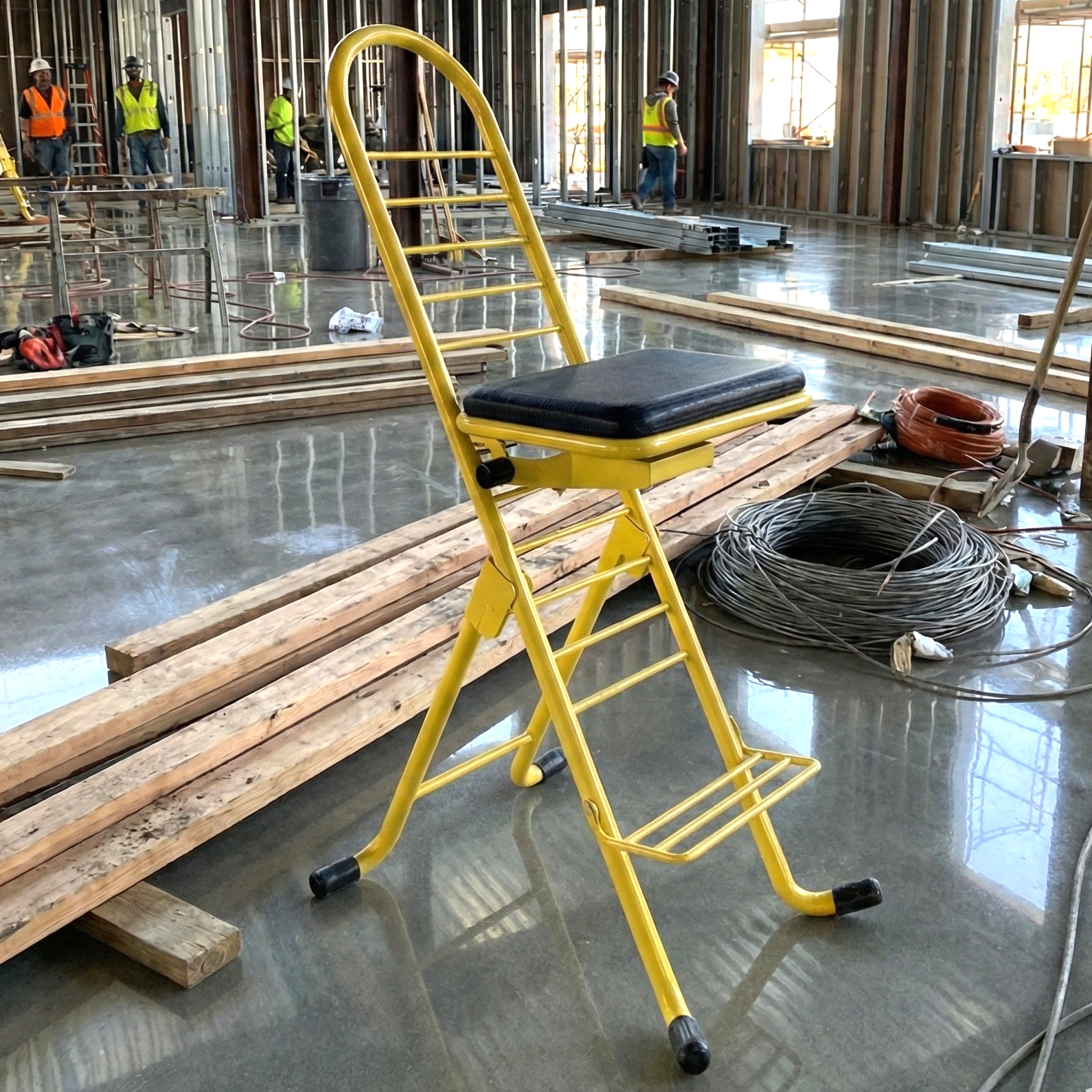 Pro yellow chair in a construction site