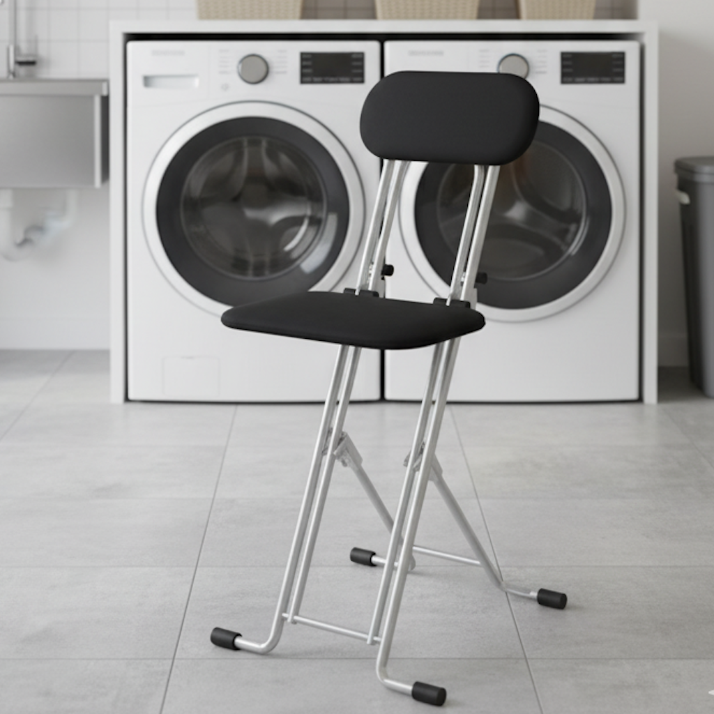 Folding chair in the laundry room