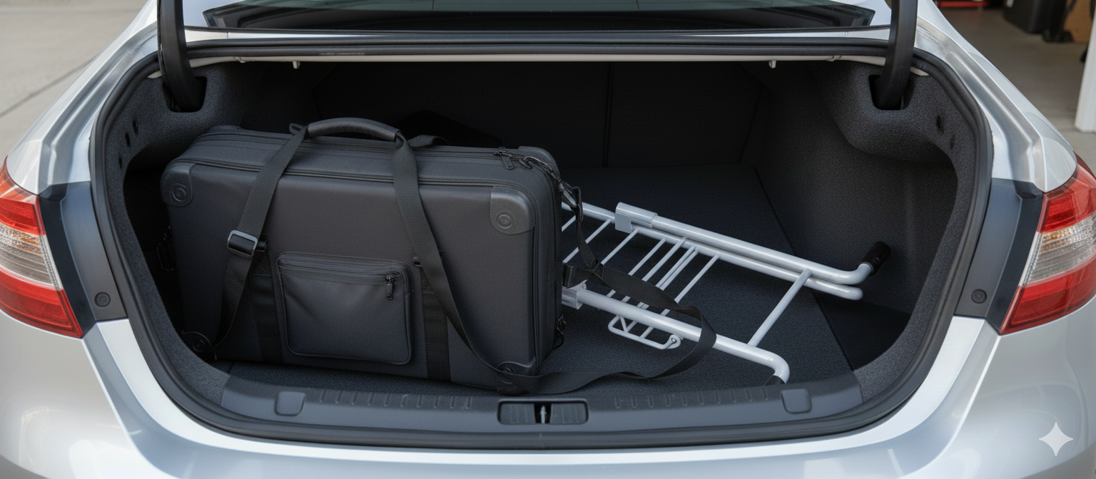 chair in a car with case